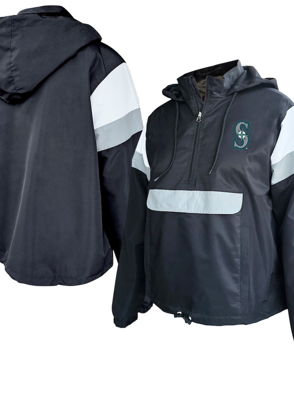 Fanatics Seattle Mariners MLB Pullover Hooded Jacket Windbreaker 4X Black Anorak